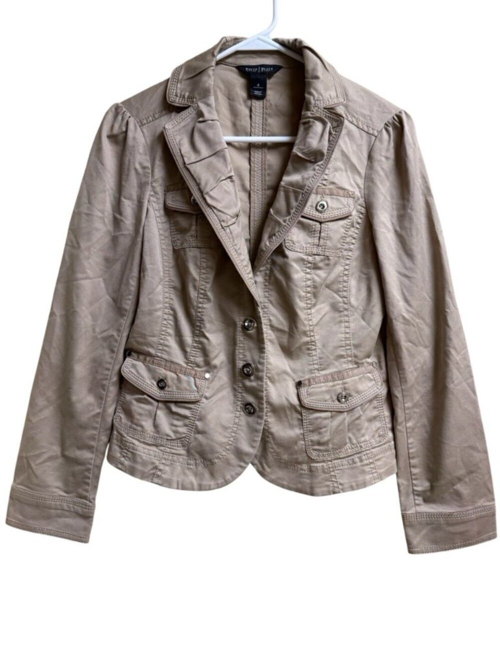 White House Black Market Utility Jacket Blazer Taupe Size 4